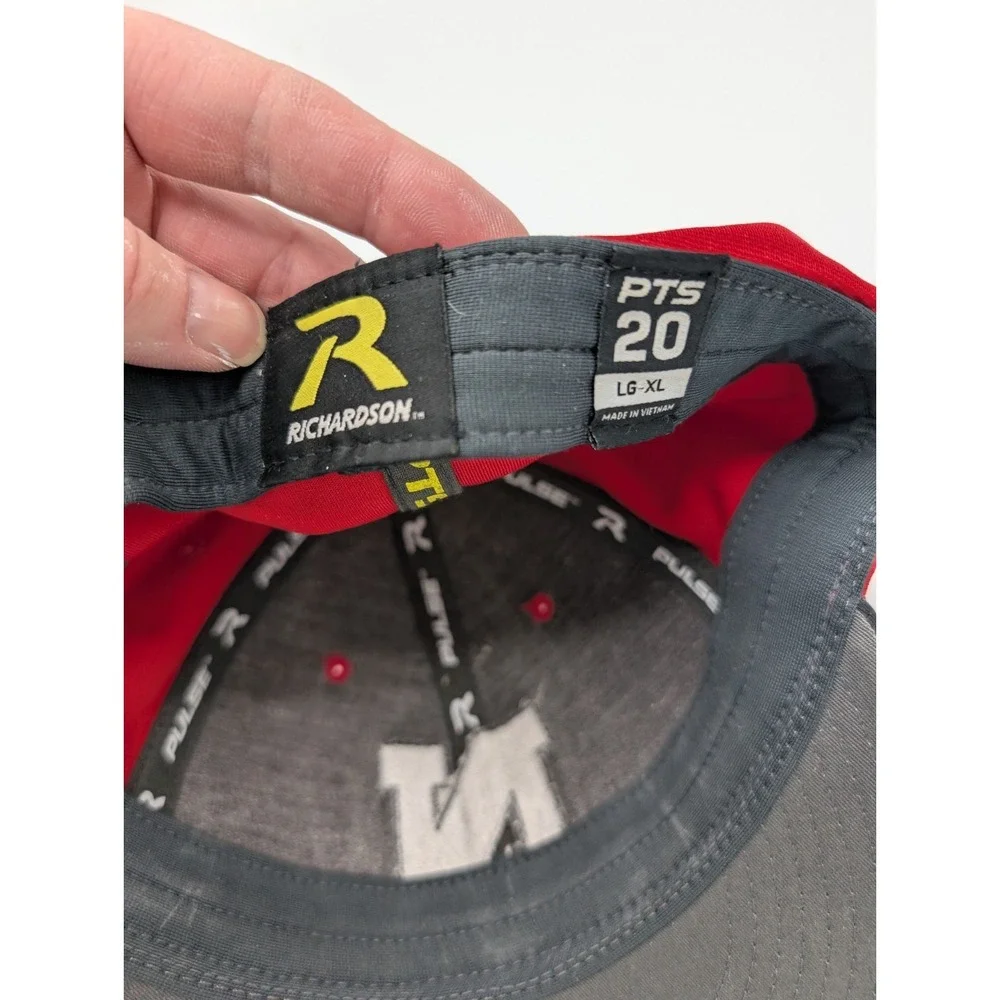 Men's Red Baseball Cap Richardson‎ PTS 20 Size L-XL Big N Logo